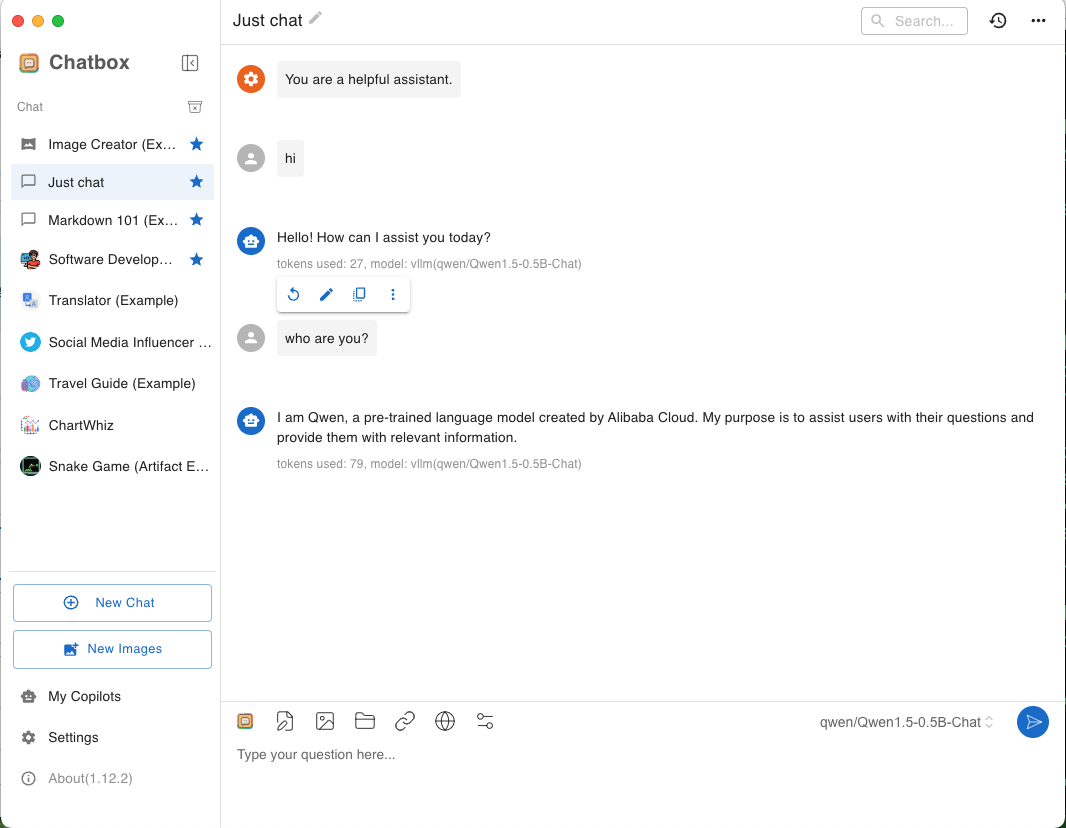 Chatbot chat screen